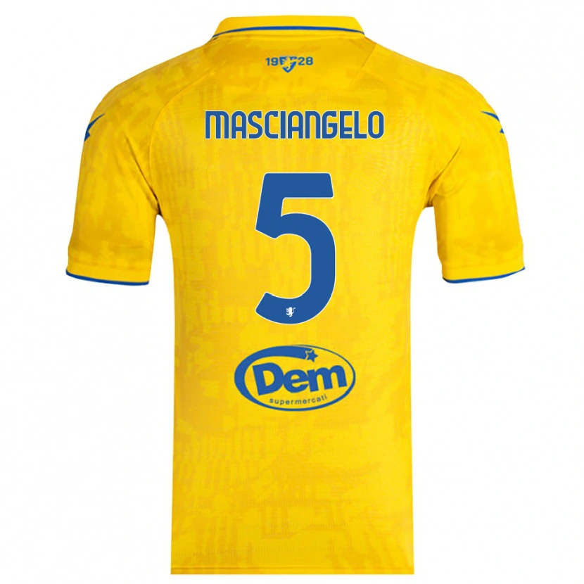 DanxenメンズEdoardo Masciangelo#5黄色と青ホームシャツ2025/26ジャージーユニフォーム