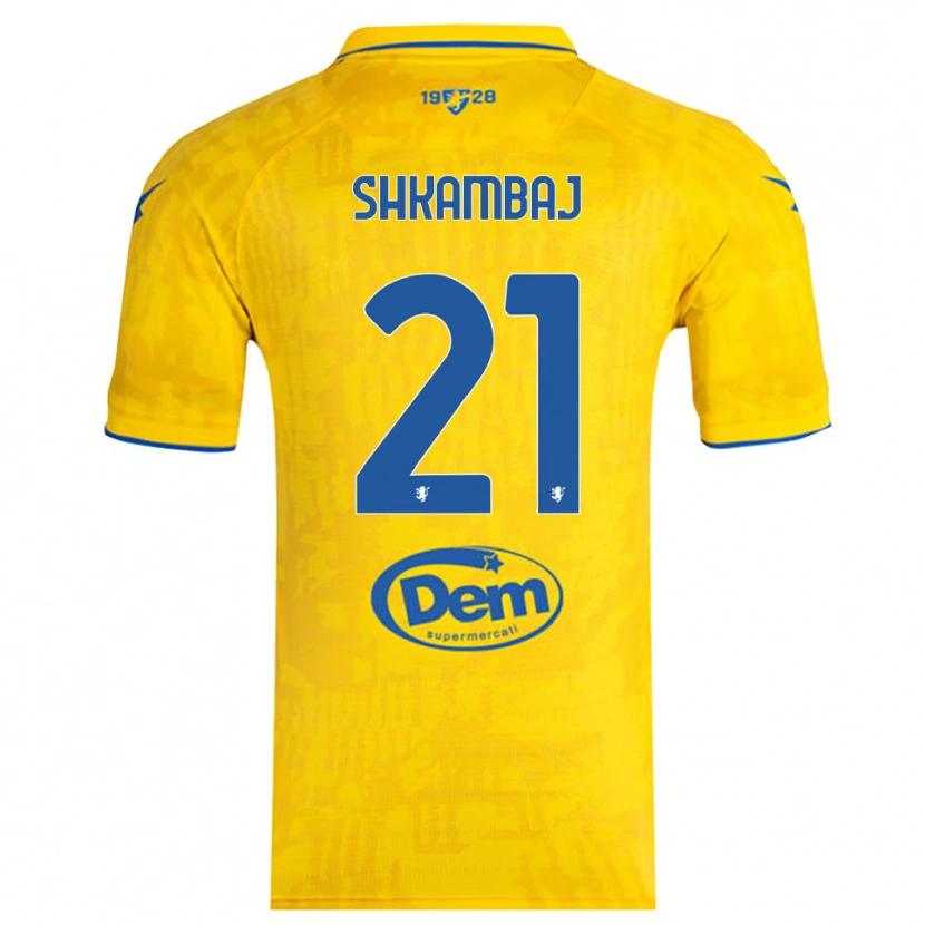 DanxenメンズArdit Shkambaj#21黄色と青ホームシャツ2025/26ジャージーユニフォーム