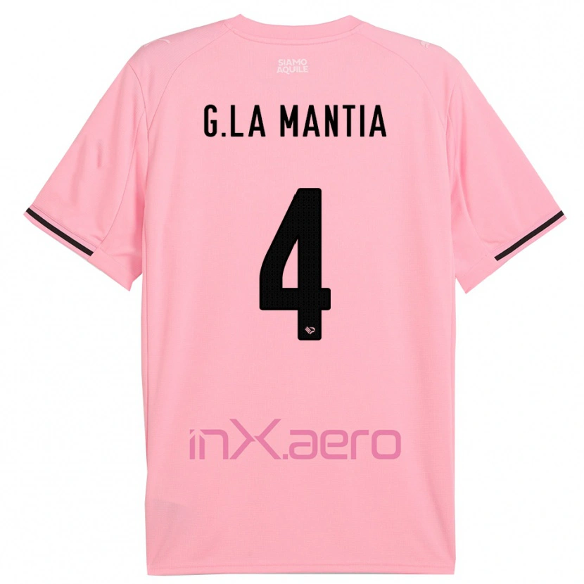 DanxenメンズGiulio La Mantia#4ピンクと黒ホームシャツ2025/26ジャージーユニフォーム