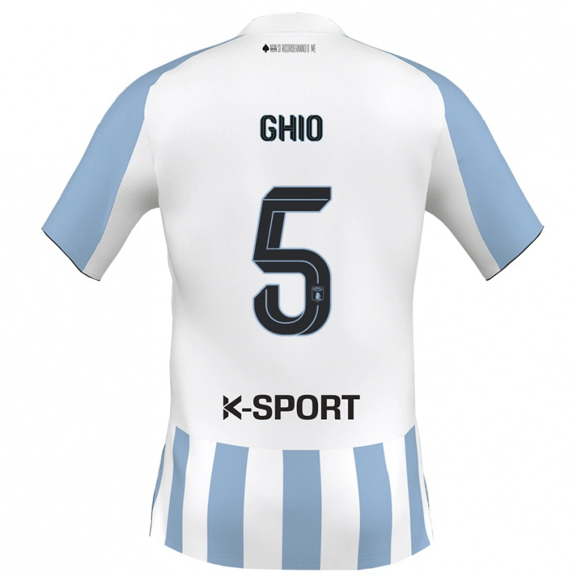 DanxenメンズUmberto Ghio#5白 スカイブルーホームシャツ2025/26ジャージーユニフォーム