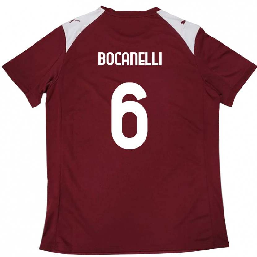 DanxenメンズGiovanni Bocanelli#6バーガンディと白ホームシャツ2025/26ジャージーユニフォーム