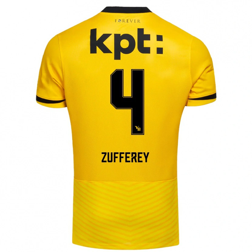 DanxenメンズGil Zufferey#4黄色と黒ホームシャツ2025/26ジャージーユニフォーム