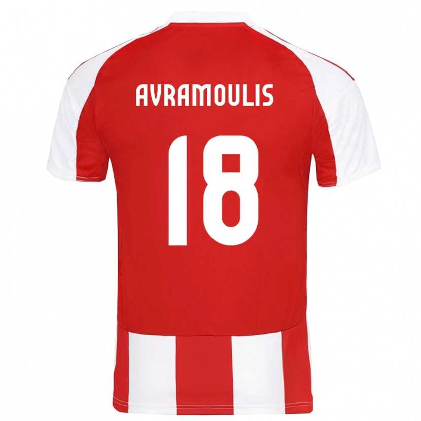 DanxenメンズNikolaos Avramoulis#18赤と白ホームシャツ2025/26ジャージーユニフォーム