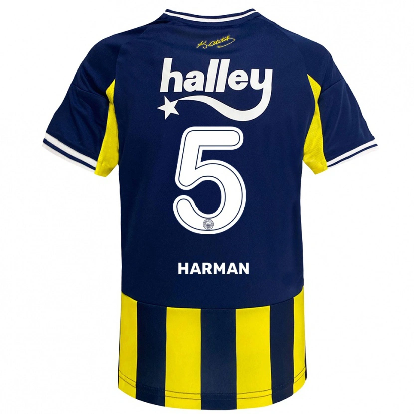 DanxenメンズRıdvan Harman#5黄色、紺、白ホームシャツ2025/26ジャージーユニフォーム