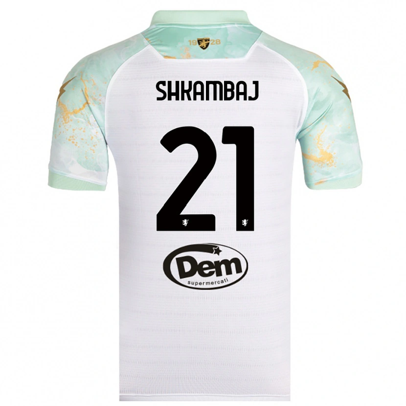 DanxenメンズArdit Shkambaj#21白と黒アウェイシャツ2025/26ジャージーユニフォーム