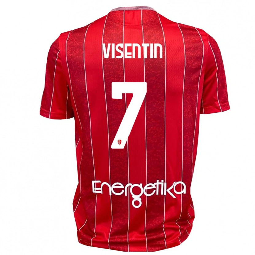DanxenメンズFilippo Visentin#7赤と白アウェイシャツ2025/26ジャージーユニフォーム