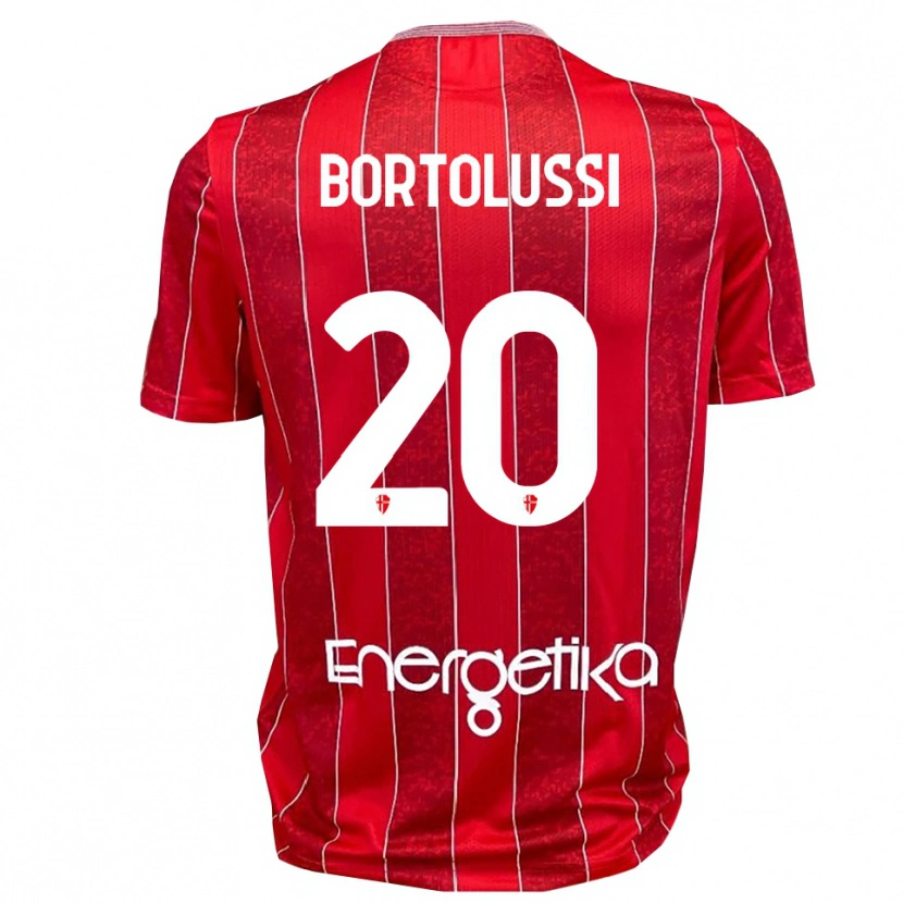 DanxenメンズMattia Bortolussi#20赤と白アウェイシャツ2025/26ジャージーユニフォーム