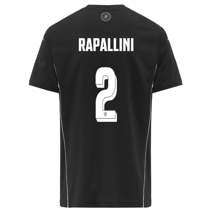 DanxenメンズAndrea Rapallini#2黒と白アウェイシャツ2025/26ジャージーユニフォーム