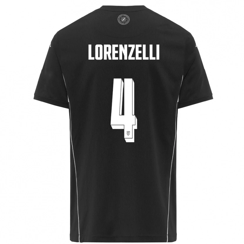 DanxenメンズEmanuele Lorenzelli#4黒と白アウェイシャツ2025/26ジャージーユニフォーム
