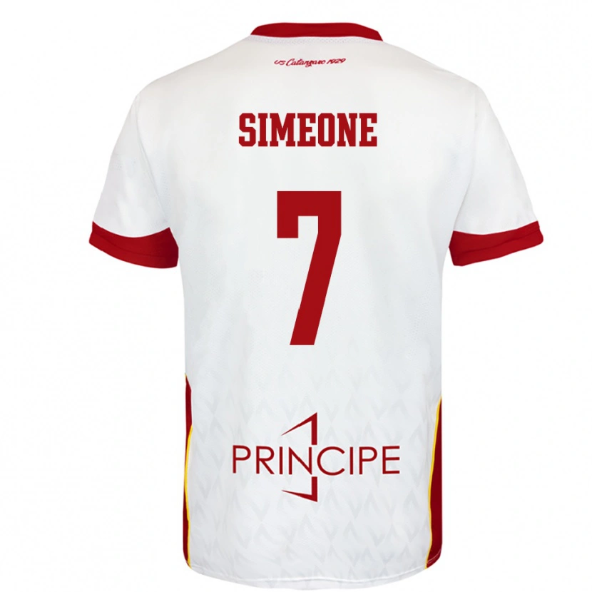 DanxenメンズMattia Simeone#7白と赤アウェイシャツ2025/26ジャージーユニフォーム