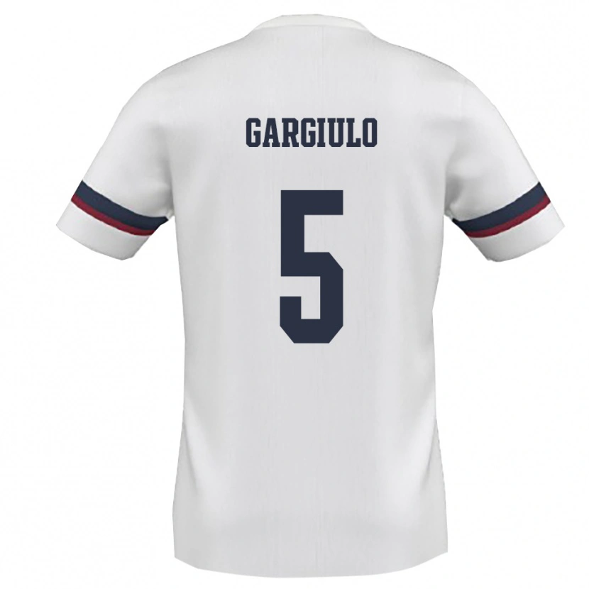 DanxenメンズMario Gargiulo#5白と赤アウェイシャツ2025/26ジャージーユニフォーム