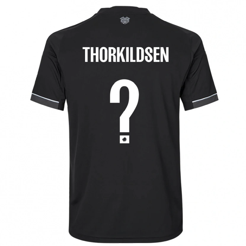 DanxenメンズElias Thorkildsen#0黒と白アウェイシャツ2025/26ジャージーユニフォーム