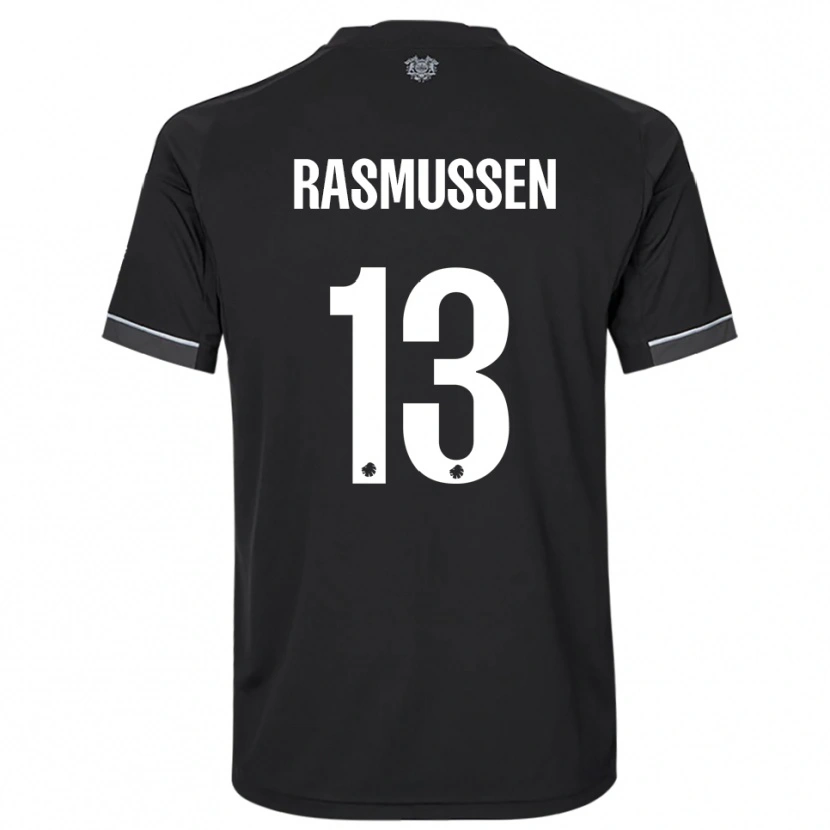 DanxenメンズSara Rasmussen#13黒と白アウェイシャツ2025/26ジャージーユニフォーム