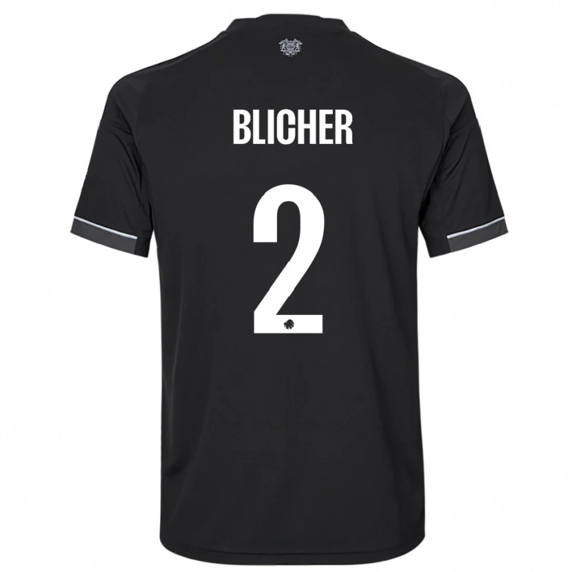 DanxenメンズNicolai Blicher#2黒と白アウェイシャツ2025/26ジャージーユニフォーム