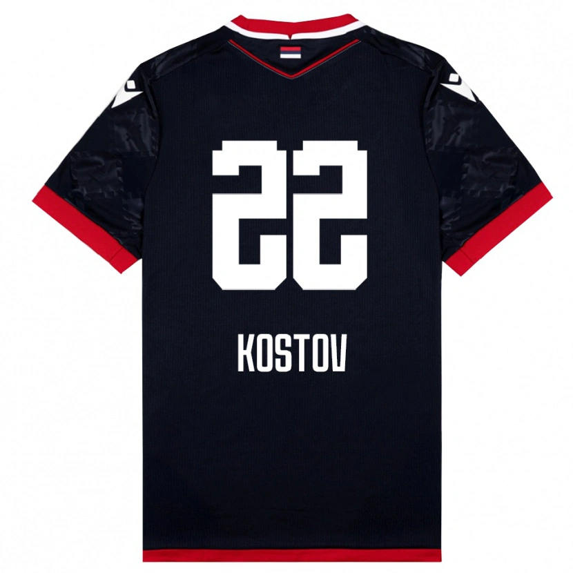 Danxenメンズヴァシリイェ・コストヴ#22黒と赤アウェイシャツ2025/26ジャージーユニフォーム