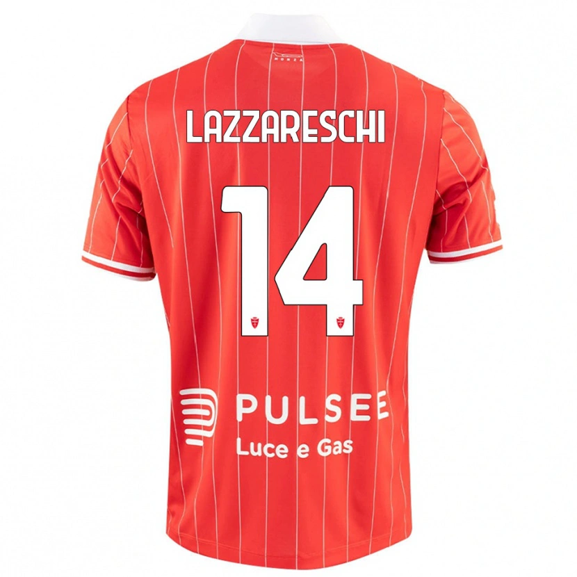 DanxenレディースAndrea Lazzareschi#14赤と白ホームシャツ2025/26ジャージーユニフォーム