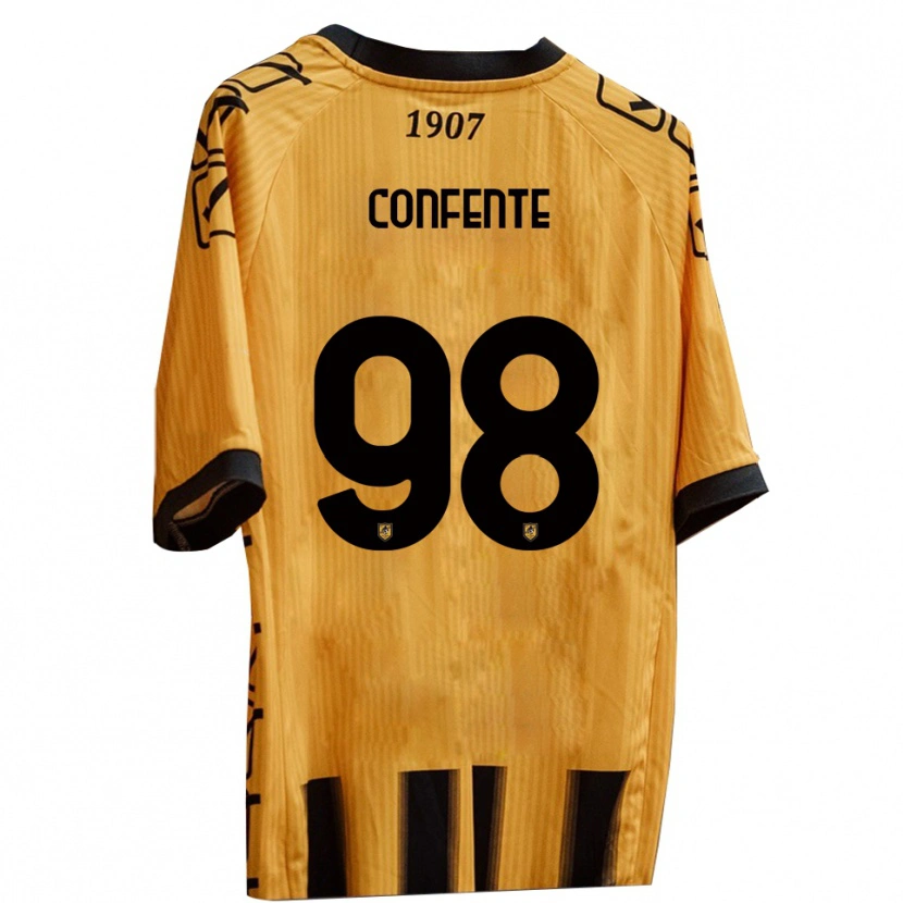 DanxenレディースAlessandro Confente#98黄 黒ホームシャツ2025/26ジャージーユニフォーム