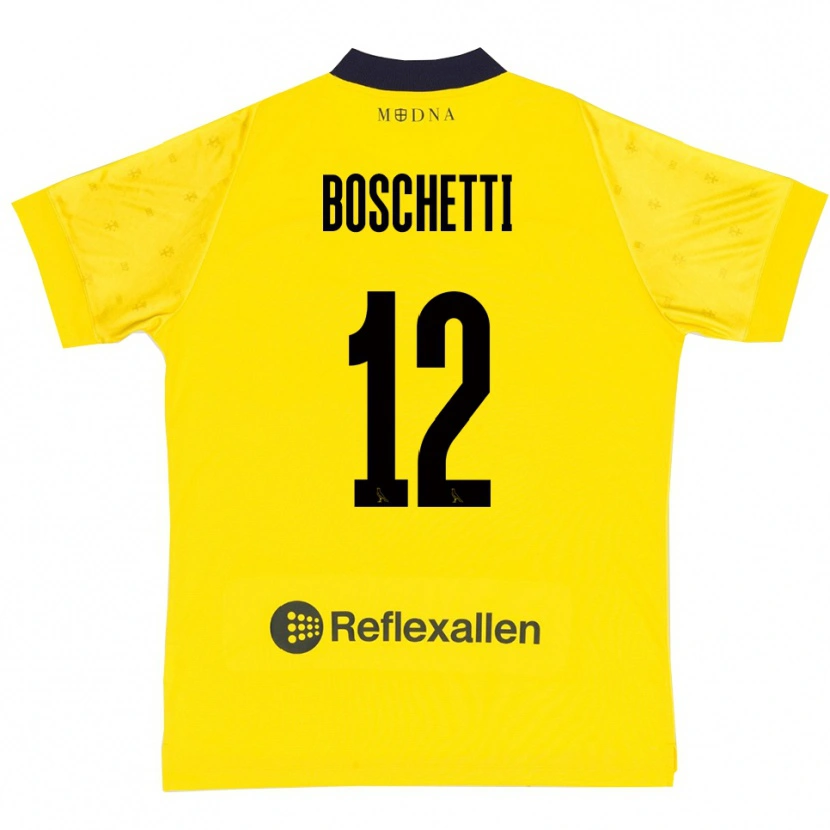 DanxenレディースMatteo Boschetti#12黄色と紺ホームシャツ2025/26ジャージーユニフォーム