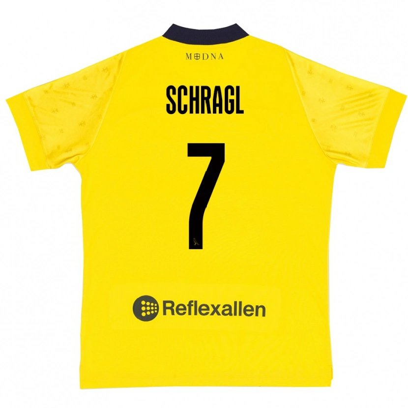 DanxenレディースJakob Schragl#7黄色と紺ホームシャツ2025/26ジャージーユニフォーム