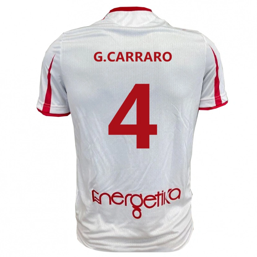 DanxenレディースGiulio Carraro#4白と赤ホームシャツ2025/26ジャージーユニフォーム