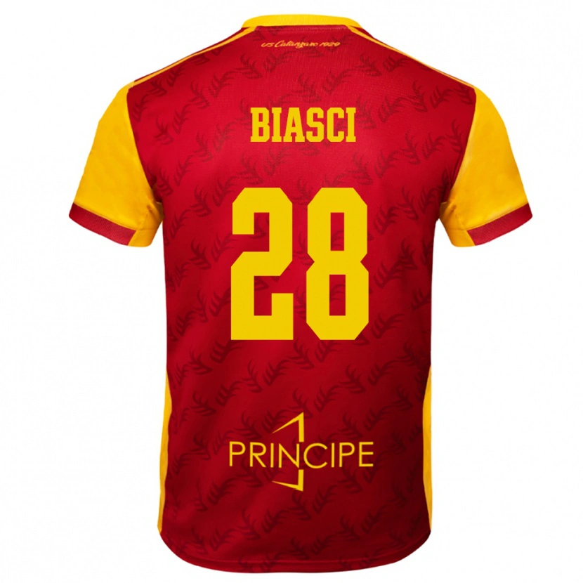 DanxenレディースTommaso Biasci#28黄色と赤ホームシャツ2025/26ジャージーユニフォーム