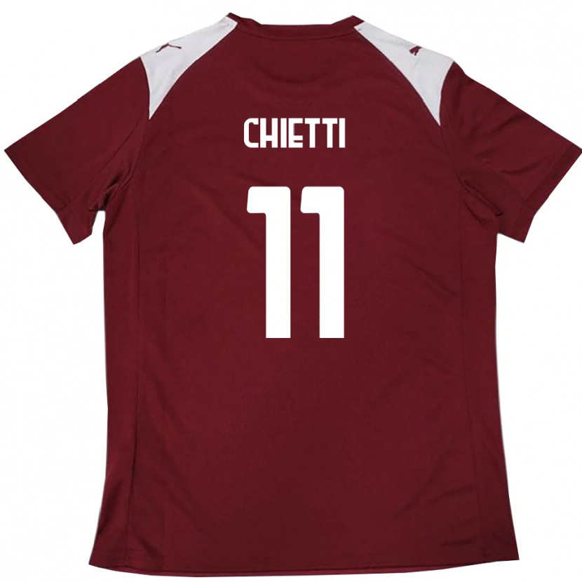 DanxenレディースFrancesco Chietti#11バーガンディと白ホームシャツ2025/26ジャージーユニフォーム