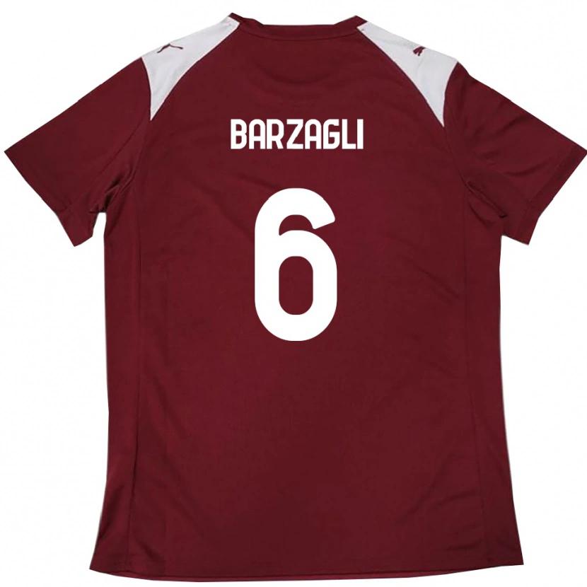 DanxenレディースGabriele Barzagli#6バーガンディと白ホームシャツ2025/26ジャージーユニフォーム