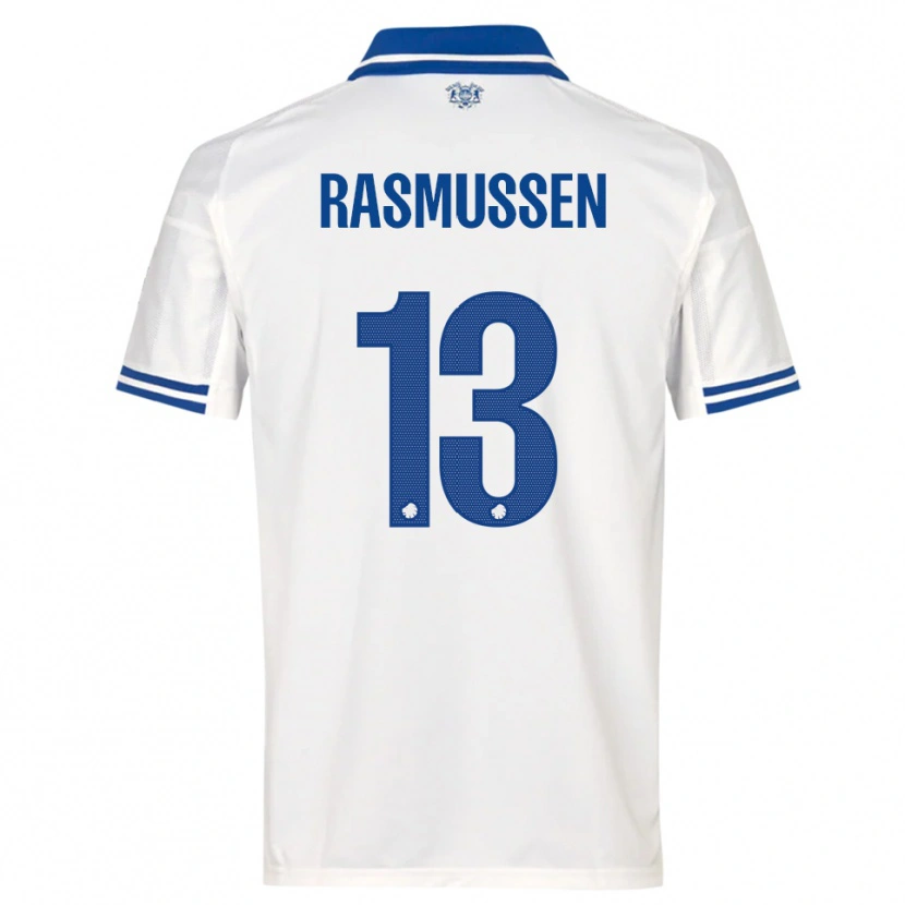 DanxenレディースSara Rasmussen#13白と青ホームシャツ2025/26ジャージーユニフォーム