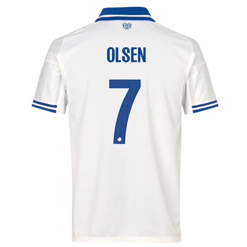 DanxenレディースGunnar Olsen#7白と青ホームシャツ2025/26ジャージーユニフォーム