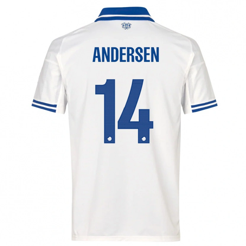 DanxenレディースSvava Andersen#14白と青ホームシャツ2025/26ジャージーユニフォーム