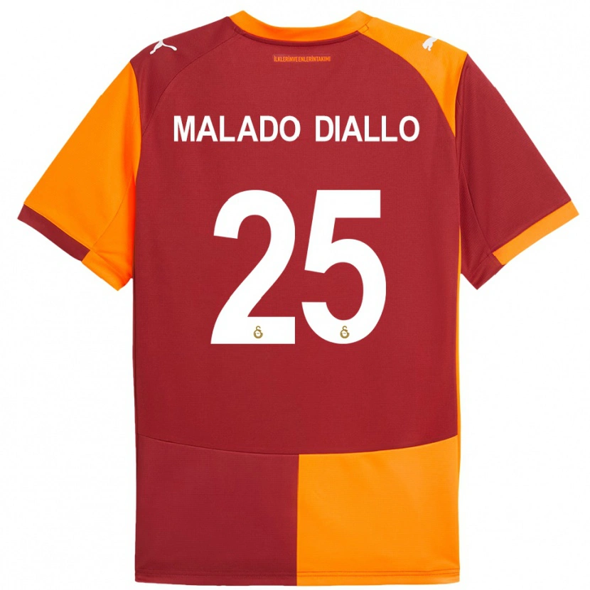 DanxenレディースHapsatou Malado Diallo#25赤とオレンジホームシャツ2025/26ジャージーユニフォーム