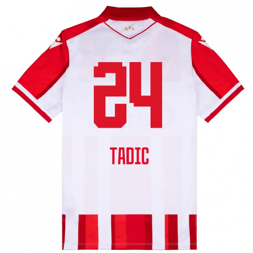 DanxenレディースIlija Tadic#24赤と白ホームシャツ2025/26ジャージーユニフォーム