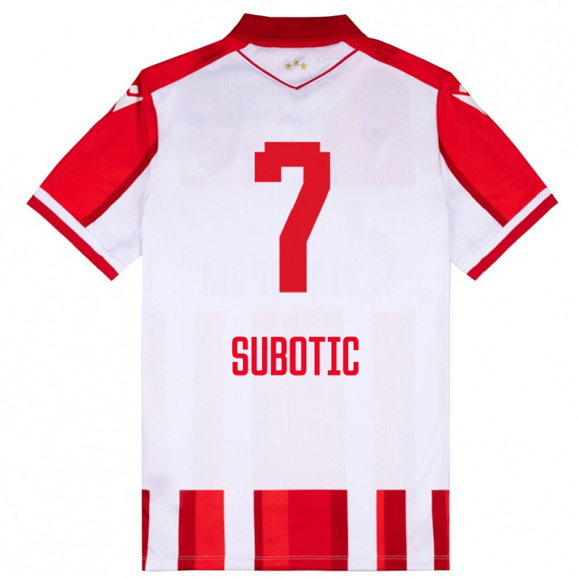 DanxenレディースVasilije Subotic#7赤と白ホームシャツ2025/26ジャージーユニフォーム