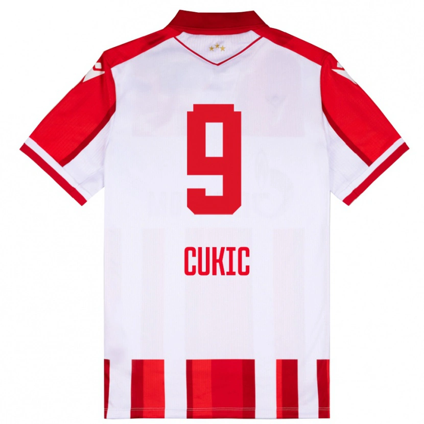 DanxenレディースVesko Cukic#9赤と白ホームシャツ2025/26ジャージーユニフォーム