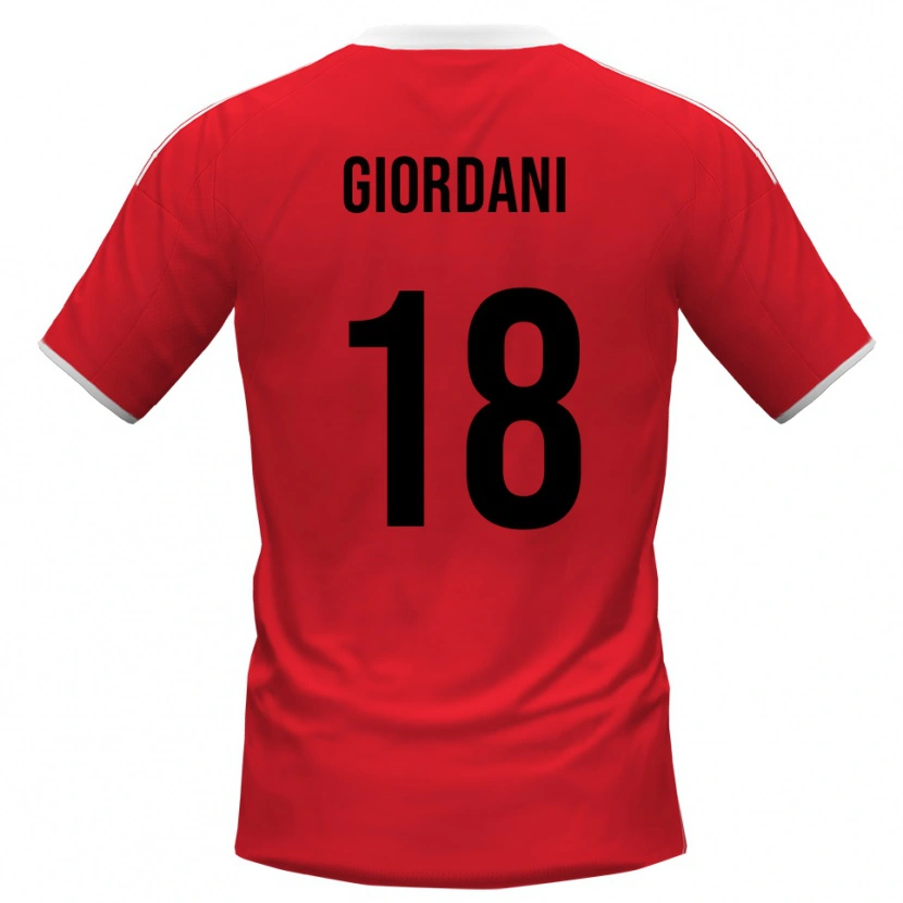 DanxenレディースAndrea Giordani#18赤と白アウェイシャツ2025/26ジャージーユニフォーム