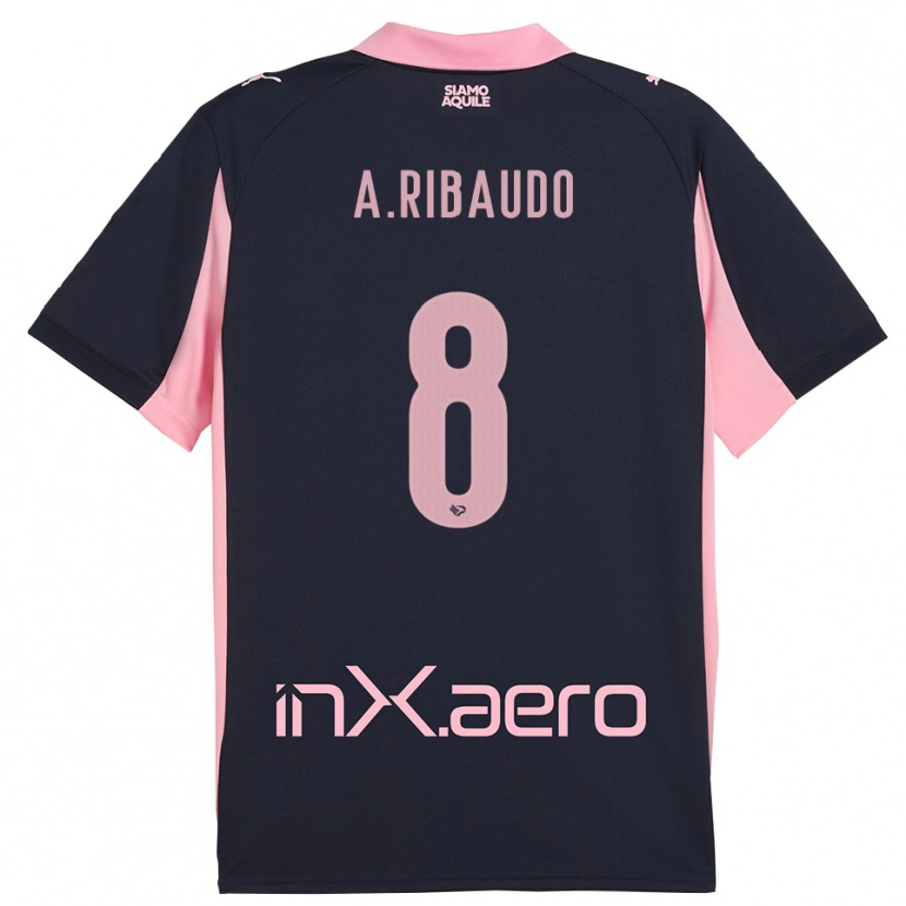 DanxenレディースAlessandro Ribaudo#8紺とピンクアウェイシャツ2025/26ジャージーユニフォーム