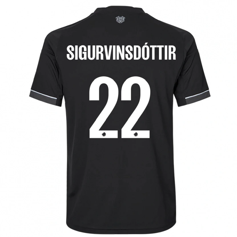 DanxenレディースSunneva Sigurvinsdóttir#22黒と白アウェイシャツ2025/26ジャージーユニフォーム