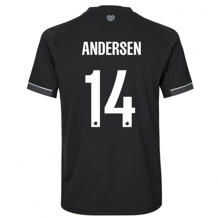 DanxenレディースSvava Andersen#14黒と白アウェイシャツ2025/26ジャージーユニフォーム