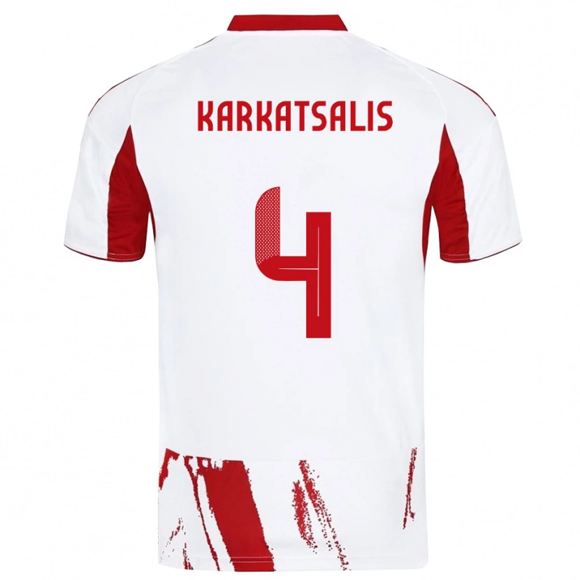 DanxenレディースVasilios Karkatsalis#4白と赤アウェイシャツ2025/26ジャージーユニフォーム