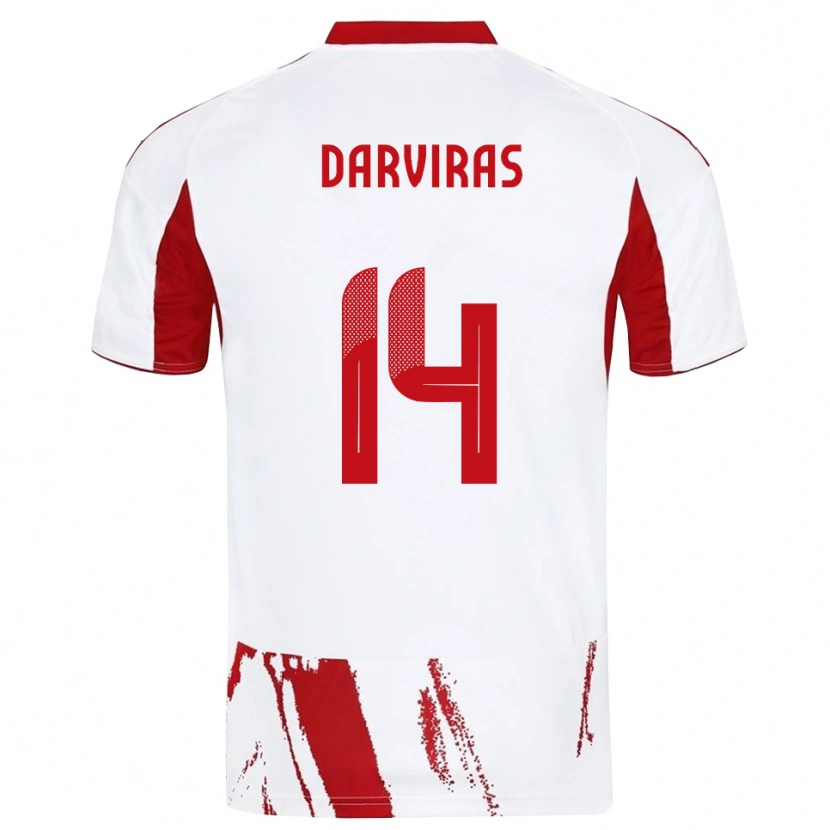 DanxenレディースChristos Darviras#14白と赤アウェイシャツ2025/26ジャージーユニフォーム