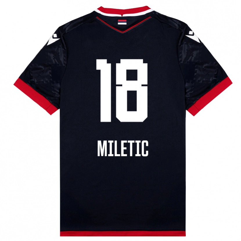DanxenレディースIgnjat Miletic#18黒と赤アウェイシャツ2025/26ジャージーユニフォーム