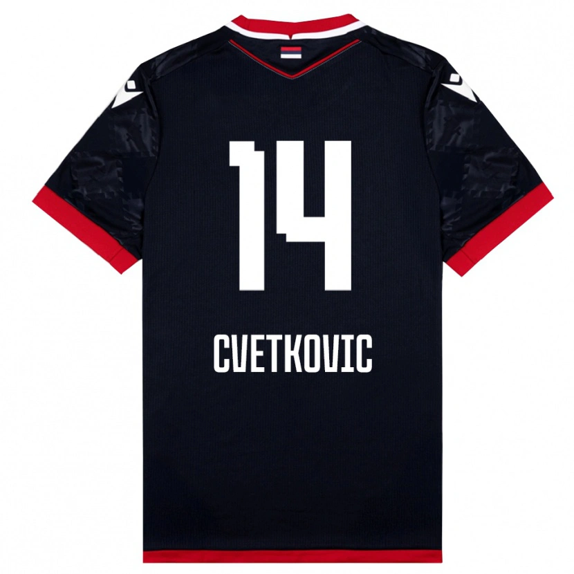 DanxenレディースDjordje Cvetkovic#14黒と赤アウェイシャツ2025/26ジャージーユニフォーム
