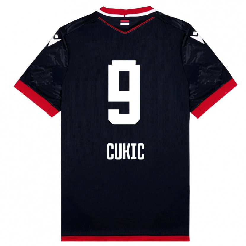 DanxenレディースVesko Cukic#9黒と赤アウェイシャツ2025/26ジャージーユニフォーム