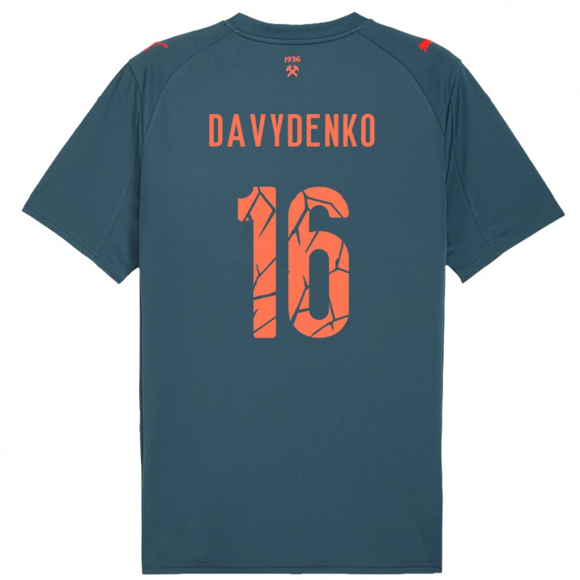 DanxenレディースDanylo Davydenko#16紺と赤アウェイシャツ2025/26ジャージーユニフォーム