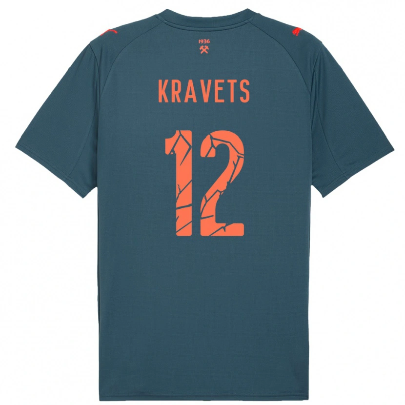 DanxenレディースVladyslav Kravets#12紺と赤アウェイシャツ2025/26ジャージーユニフォーム