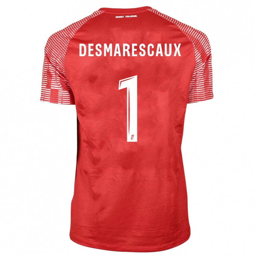 DanxenキッズÉmile Desmarescaux#1レッドホワイトゴールキーパー シャツ2025/26ジャージーユニフォーム