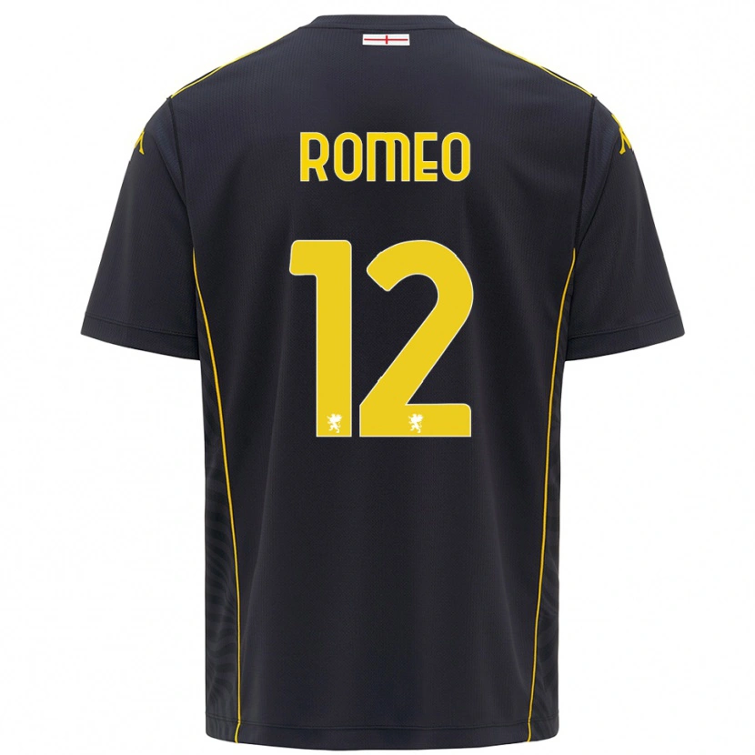 DanxenキッズEmanuele Romeo#12黒黄ゴールキーパー シャツ2025/26ジャージーユニフォーム