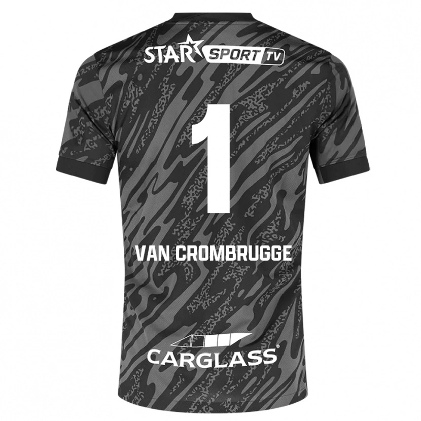 DanxenキッズHendrik Van Crombrugge#1濃灰色 黒ゴールキーパー シャツ2025/26ジャージーユニフォーム