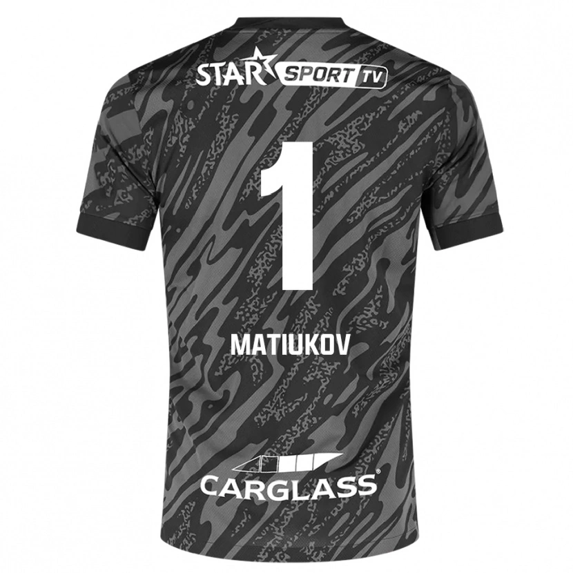 DanxenキッズPlaton Matiukov#1濃灰色 黒ゴールキーパー シャツ2025/26ジャージーユニフォーム