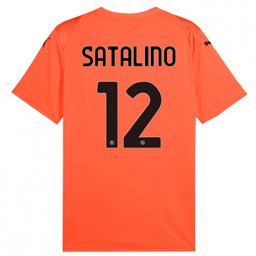 DanxenキッズGiacomo Satalino#12オレンジ黒ゴールキーパー シャツ2025/26ジャージーユニフォーム